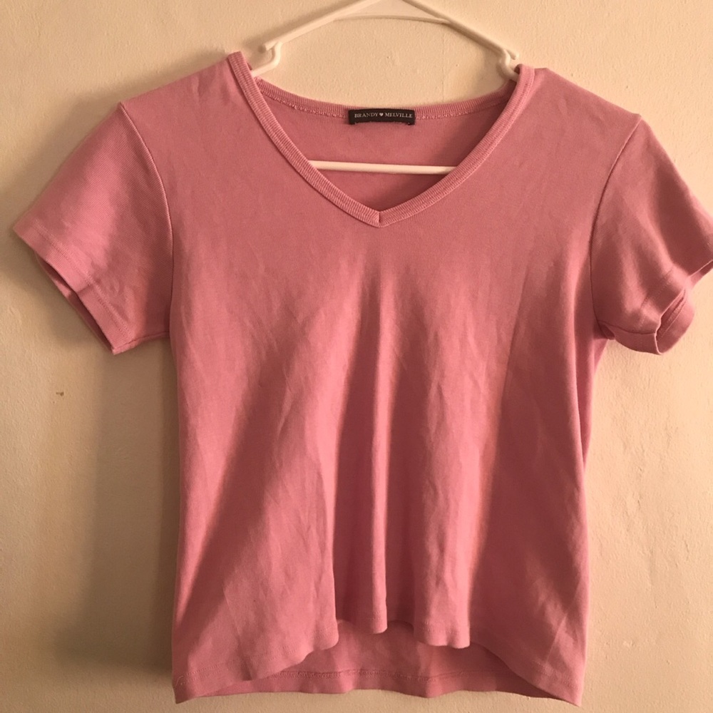 Brandy Melville pink v neck top